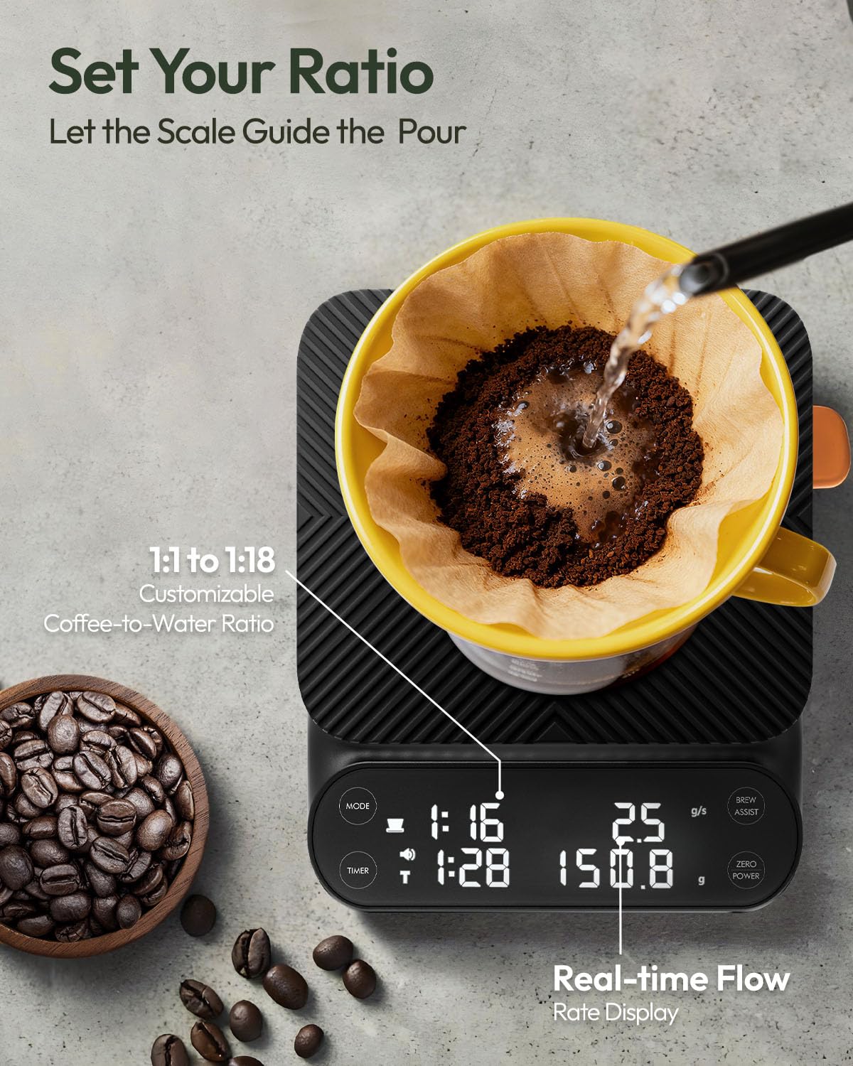 Maestri House S3 espresso mode enables precise dosing with a timer for espresso pulls.