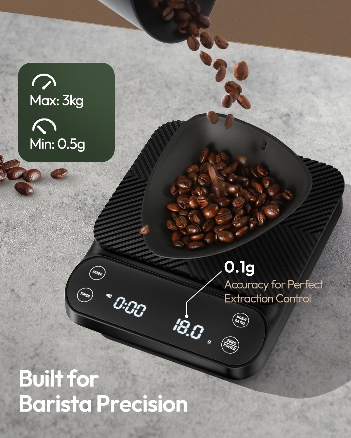 Maestri House S3 pour-over mode helps dial in water weight for even extraction.