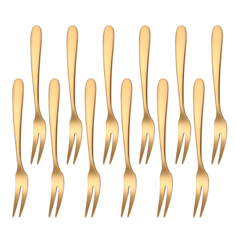 Mafier gold fruit forks in a gift box, perfect for elegant entertaining.