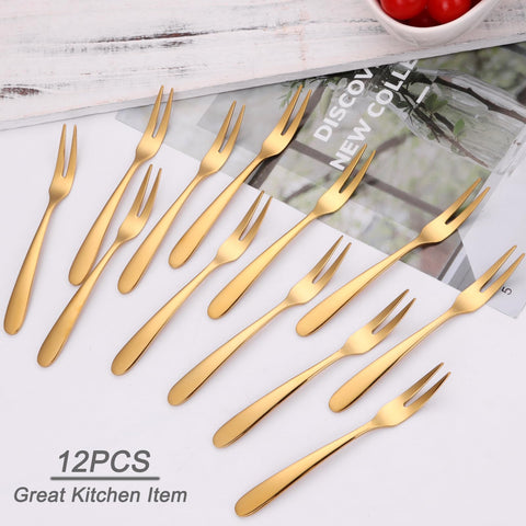 Mafier mini appetizer forks with curved handle for comfortable grip.