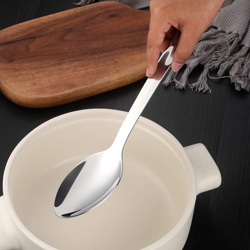 Magatu silver-tone serving spoons: sturdy stainless steel for daily catering tasks.