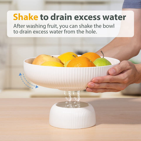 Magclay ceramic fruit bowl with removable pedestal displayed on a counter