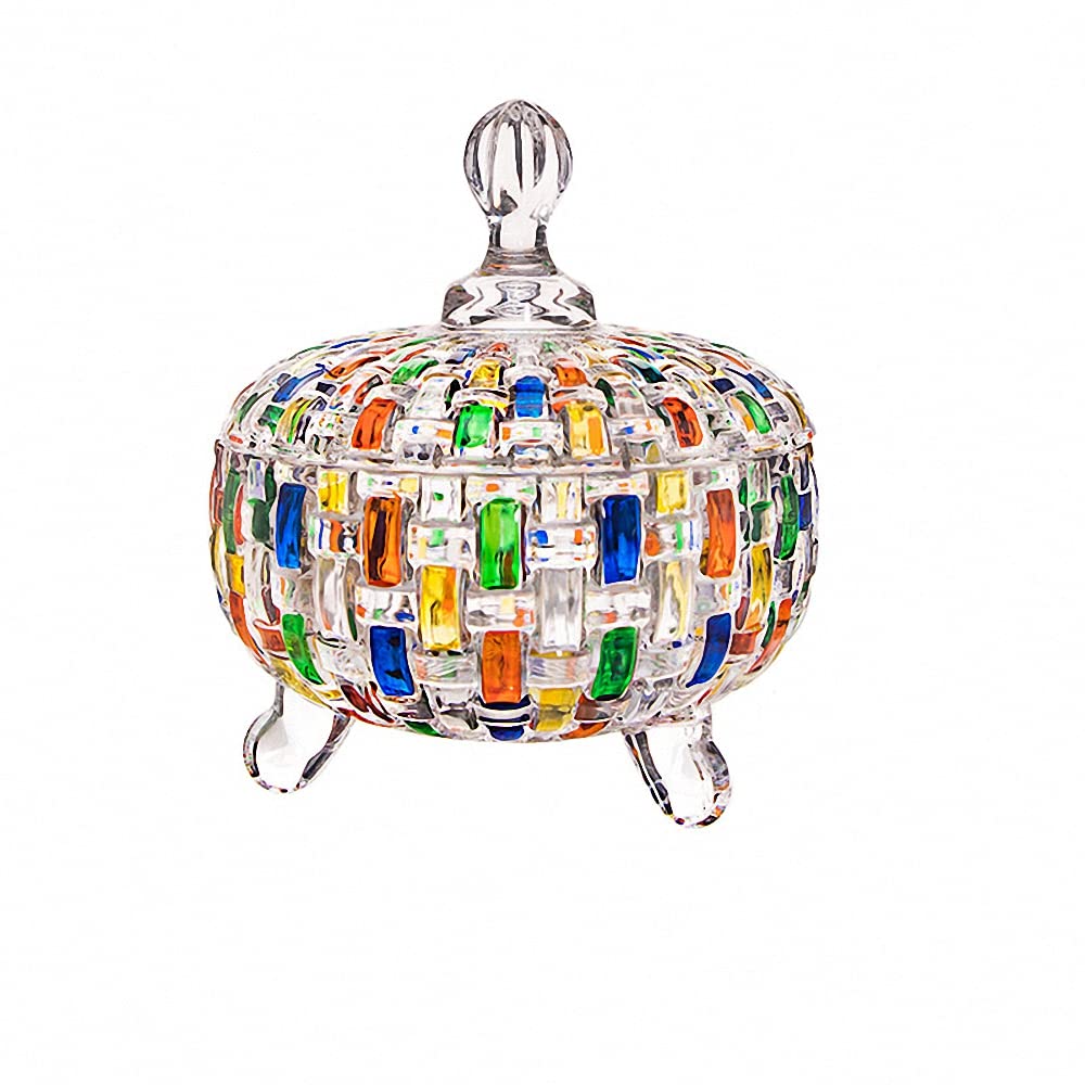 MAGCOLOR elegant hand-painted candy box with lid showcases vibrant glass artistry.
