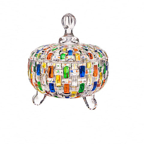 MAGCOLOR elegant hand-painted candy box with lid showcases vibrant glass artistry.