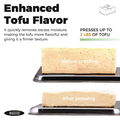 Mageeki Tofu Press external drip tray captures draining liquid neatly.