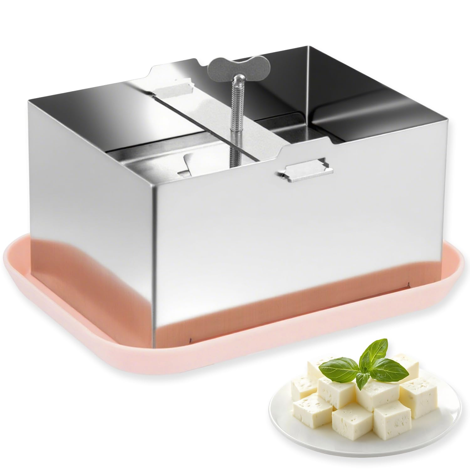 Mageeki Tofu Press stainless steel body shows durable construction for home use.