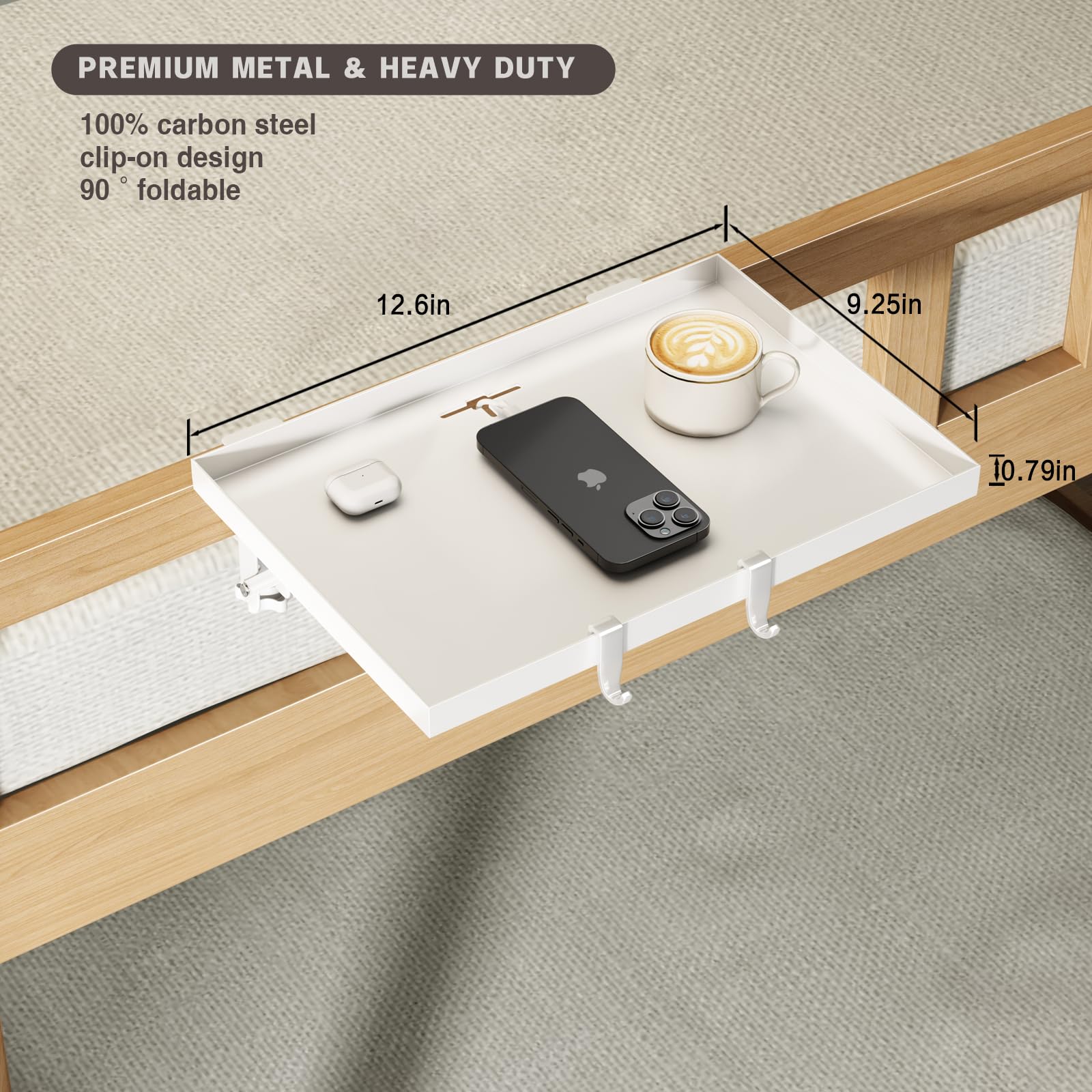 Magheo bedside shelf with heavy-duty frame for stability.