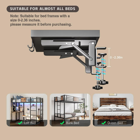 Magheo bedside shelf heavy-duty metal frame for longevity.