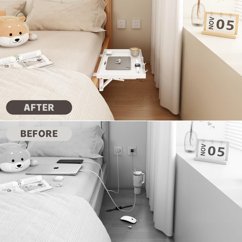 Magheo bedside shelf in white finish to suit dorm aesthetics.
