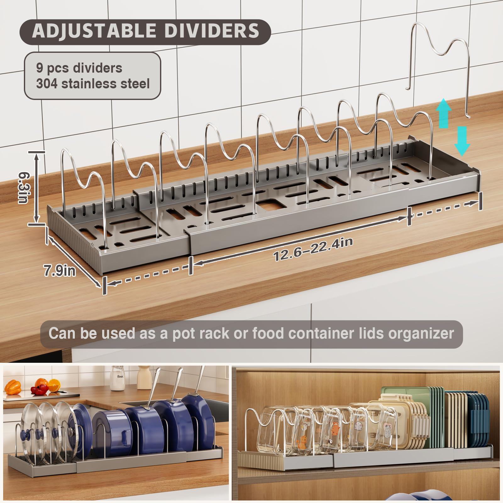 Magheo dual-purpose lid rack keeping pot lids organized and accessible