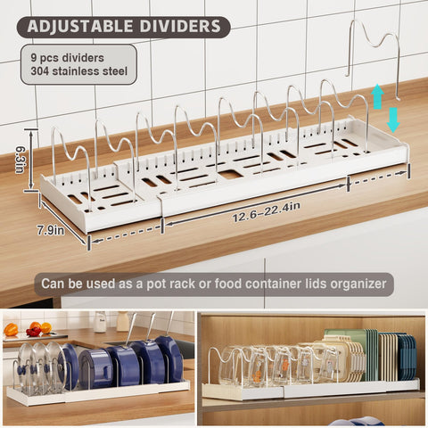 Magheo dual-purpose lid rack storing pot and pan lids for quick reach.
