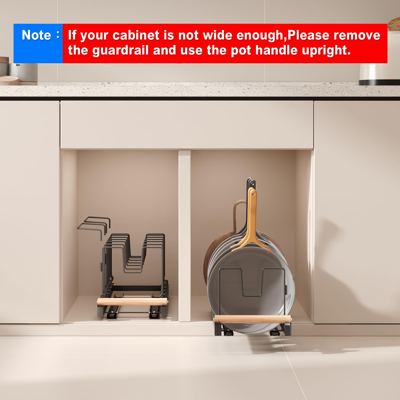 Magheo lid and cookware storage system for easy access