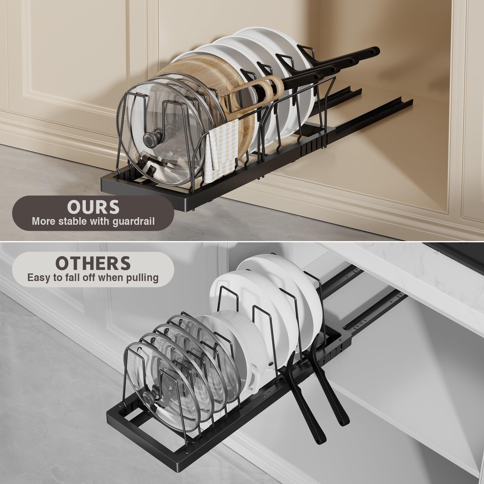 Magheo adhesive or drilling installation options fit different cabinets.