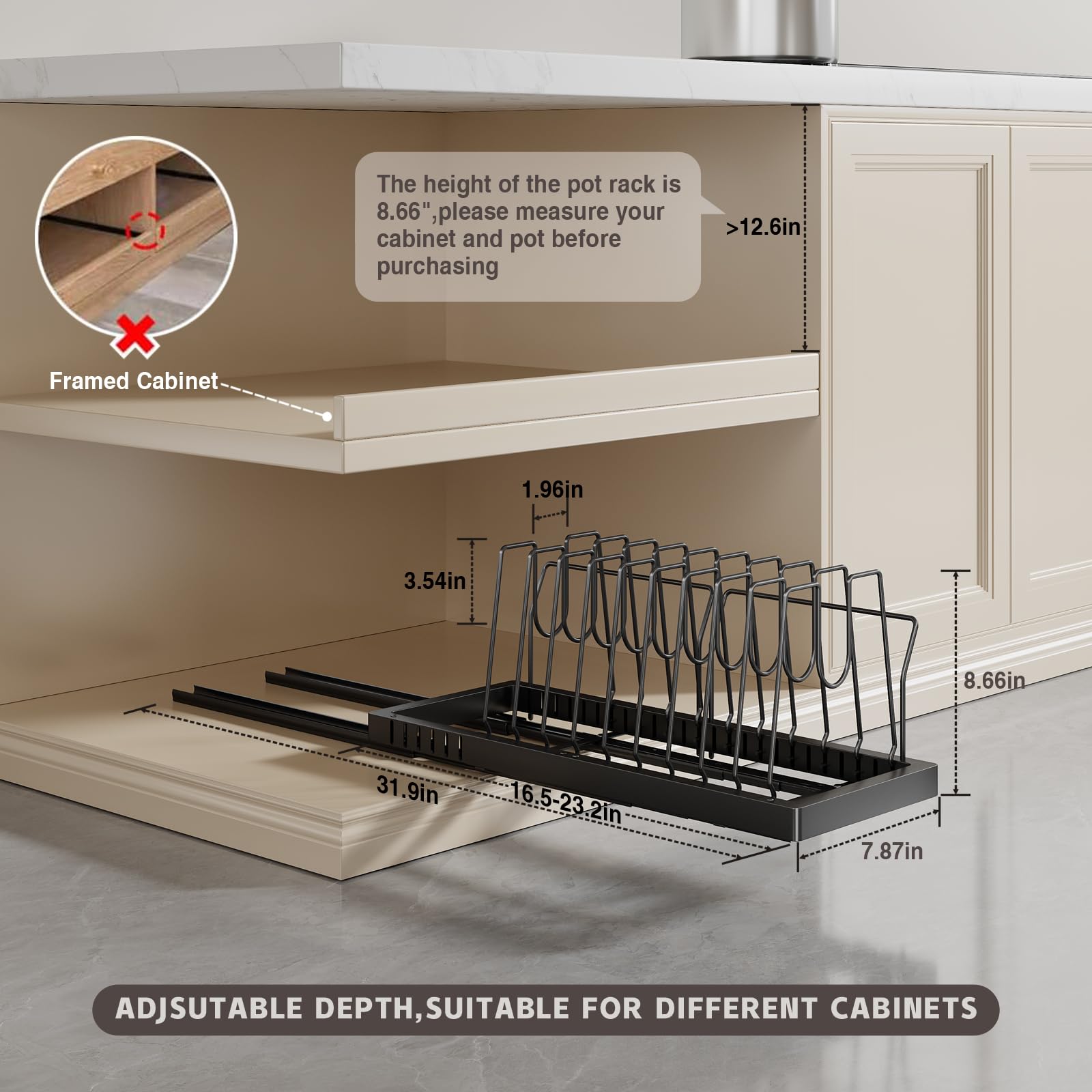 Magheo carbon steel rack delivers durable, long-lasting kitchen organization.