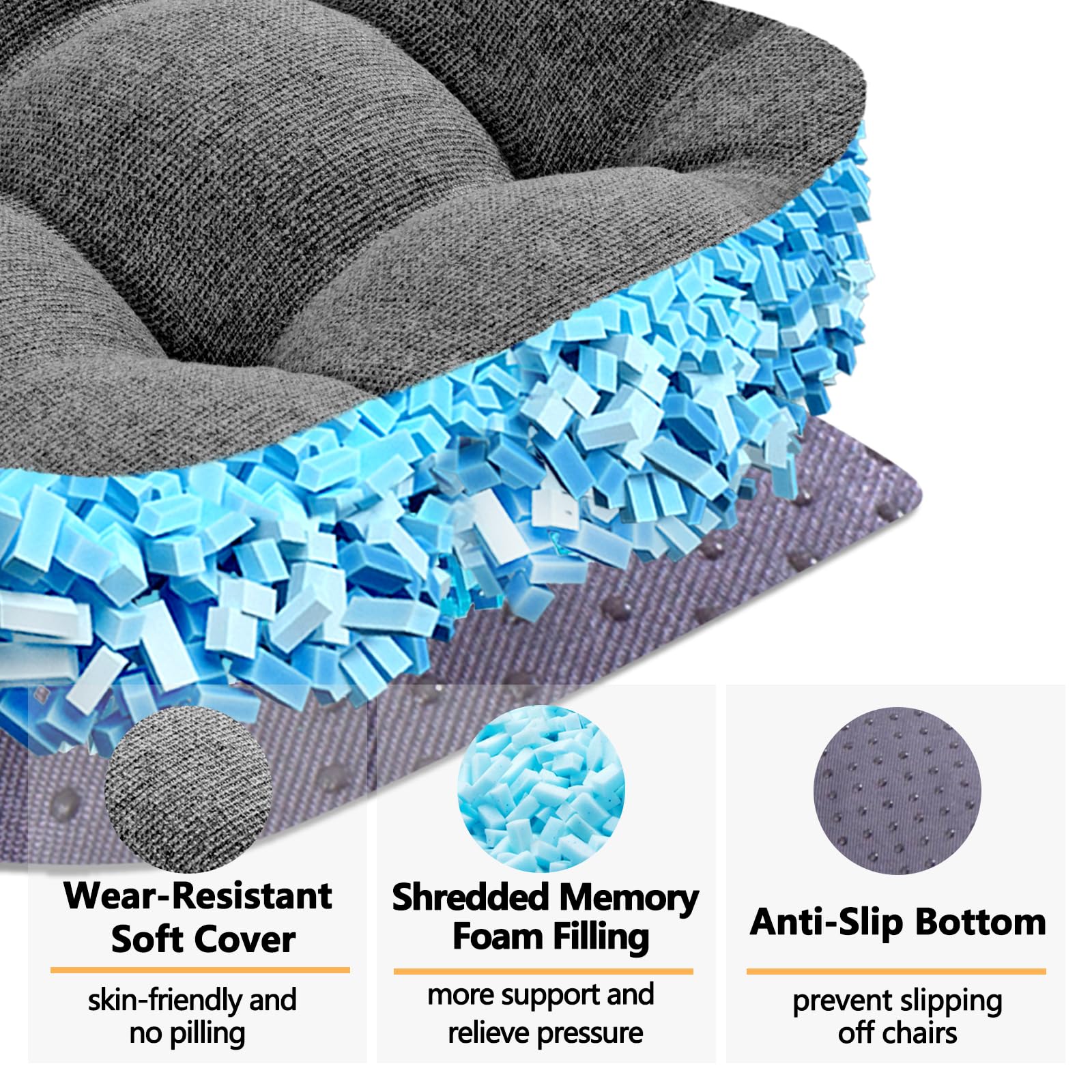 Magic Elephant chair cushions side view highlighting ergonomic hip relief