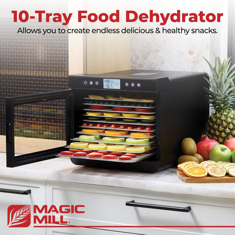 Magic Mill 10 XL trays provide spacious drying for jerky and fruit