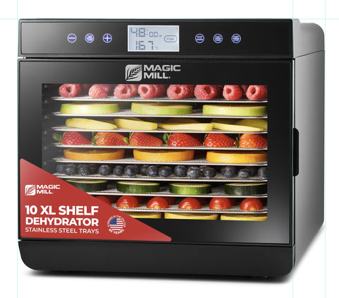 Magic Mill dehydrator rear fan enables even drying across trays