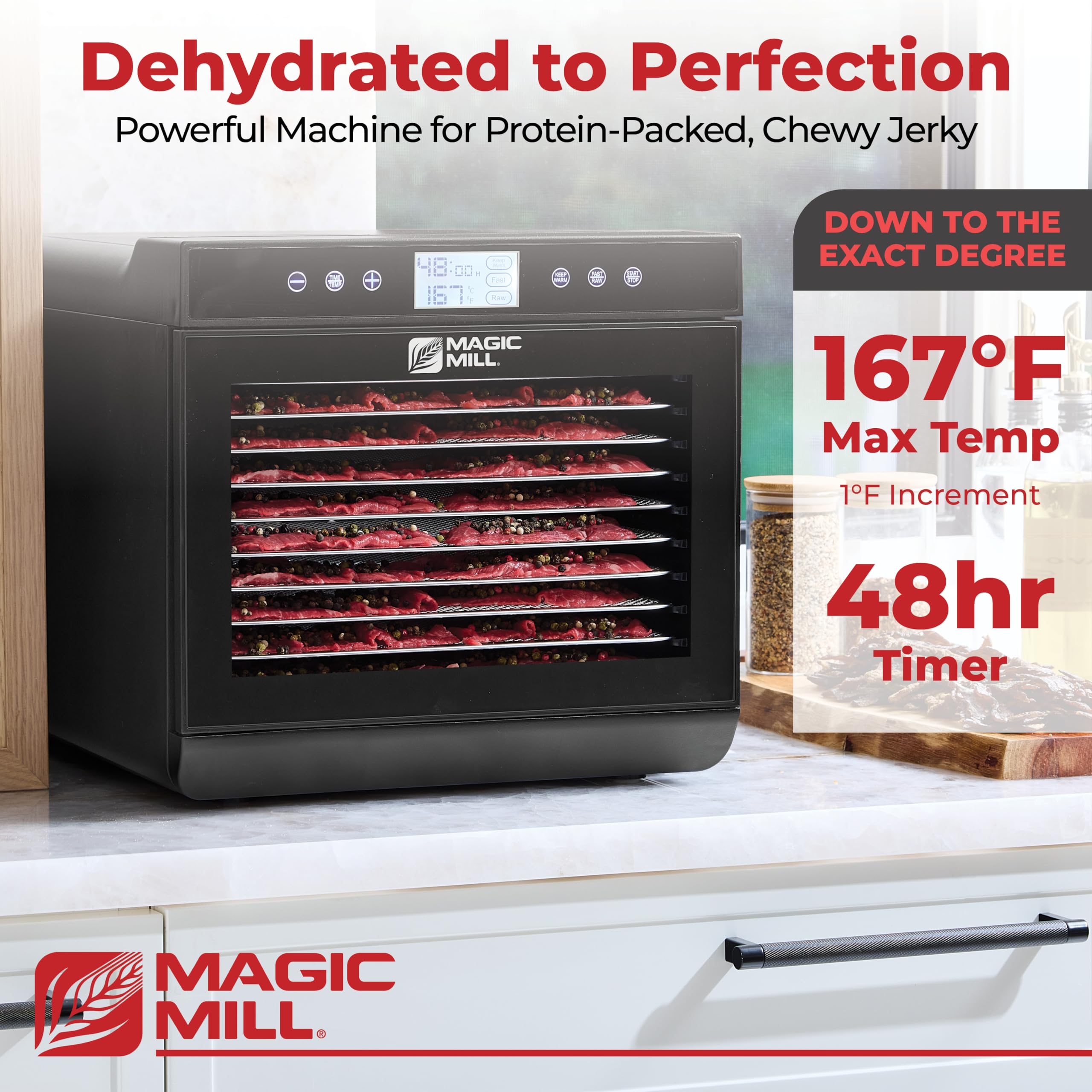 Magic Mill digital control panel offers precise temperature and timer