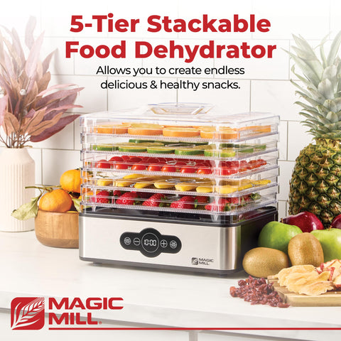 Magic Mill side view highlights compact footprint and powerful drying capacity.