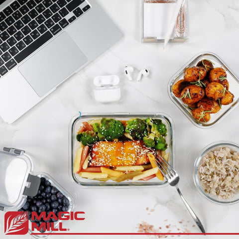 Magic Mill round 6.75 inch container for soups and salads with secure snap-lock lid.