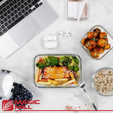 Magic Mill square 11oz glass container with lid for on-the-go snacks