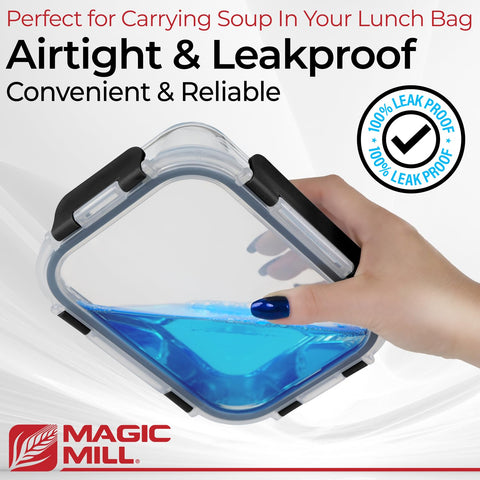 Magic Mill square 17.5oz glass container with lid for meal prep