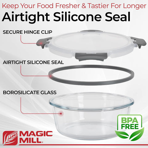 Magic Mill square 6 inch container suitable for lunch leftovers and organize pantry.