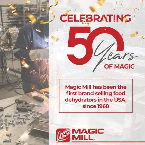 Magic Mill stainless-steel trays closeup emphasizes durability and easy cleaning.