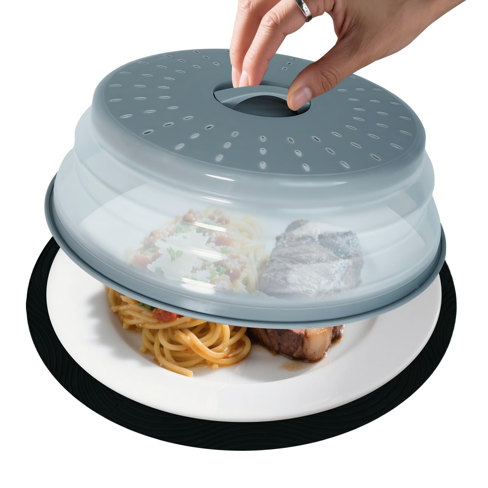 MAGJIUKE 12 inch microwave splatter cover protects plates while keeping food visible