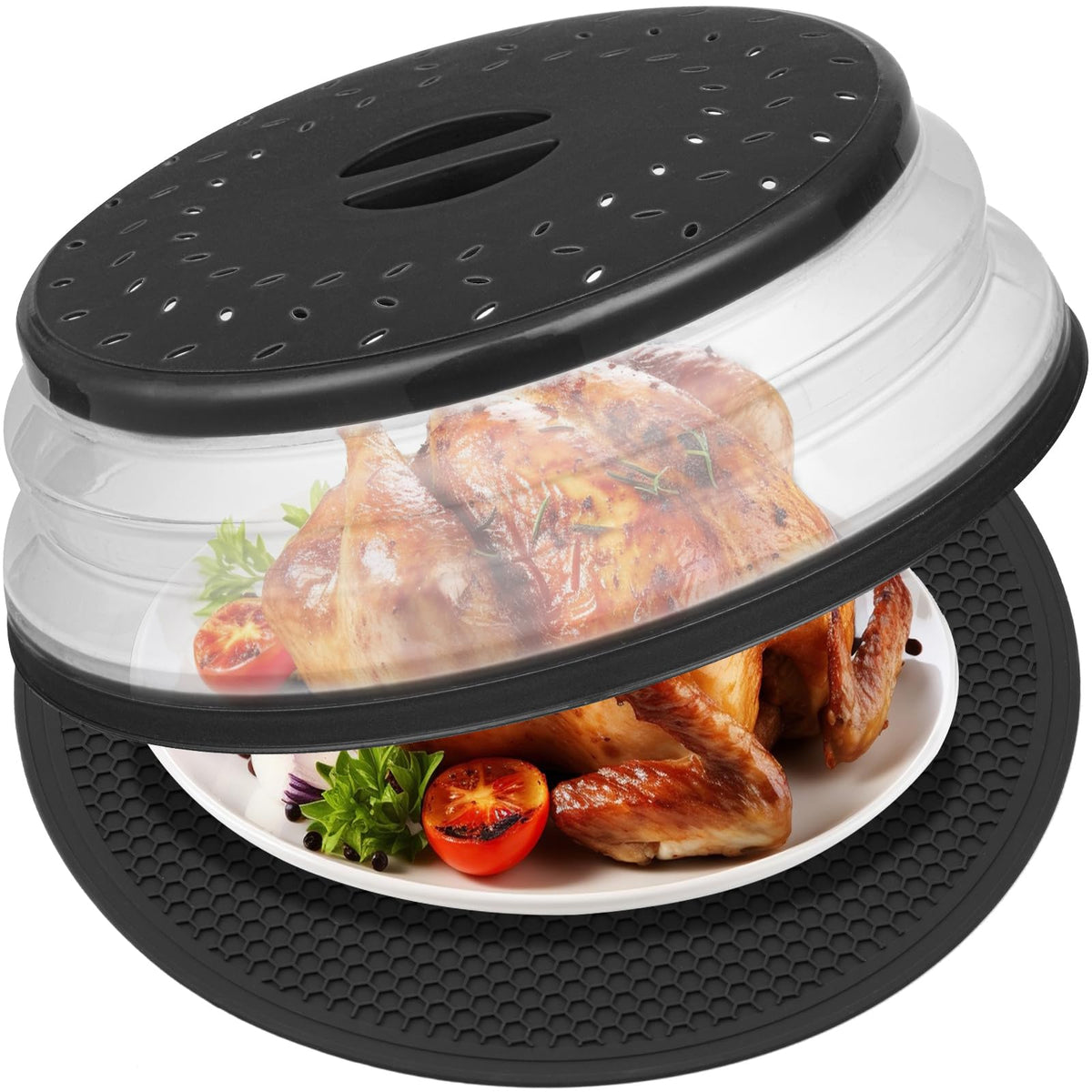 MAGJIUKE 12-inch microwave cover keeps splatters off the plate