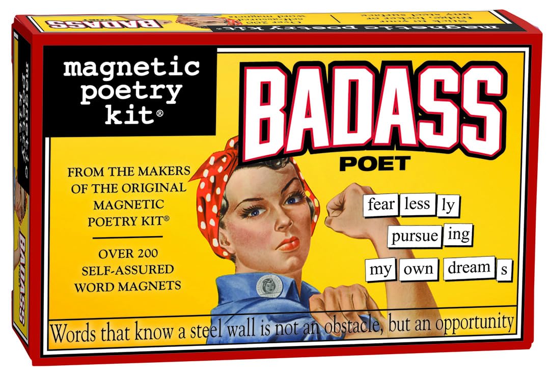 Magnetic Poetry Badass Poet tiles in a box front, ready to spark creative writing.