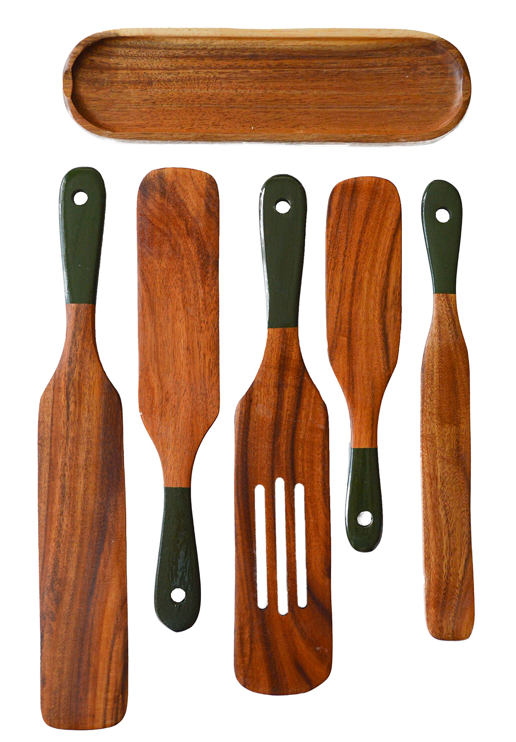 Magnum Opus 6pc spurtle set with spoon rest for mess-free stirring