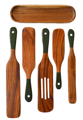 Magnum Opus 6pc spurtle set with spoon rest for mess-free stirring