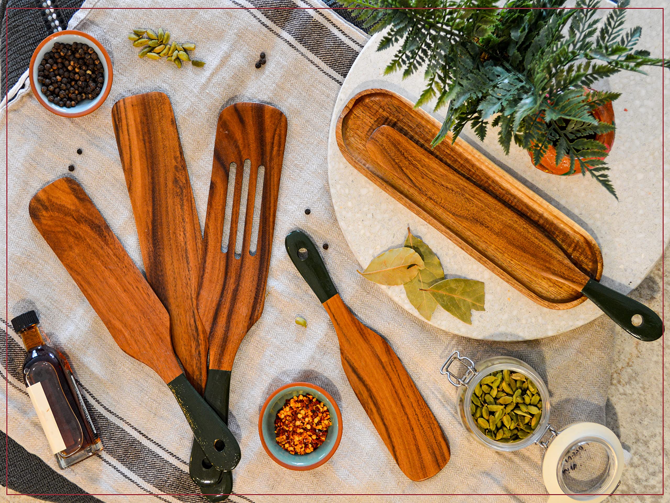 Magnum Opus olive green handle spatula ideal for nonstick pans