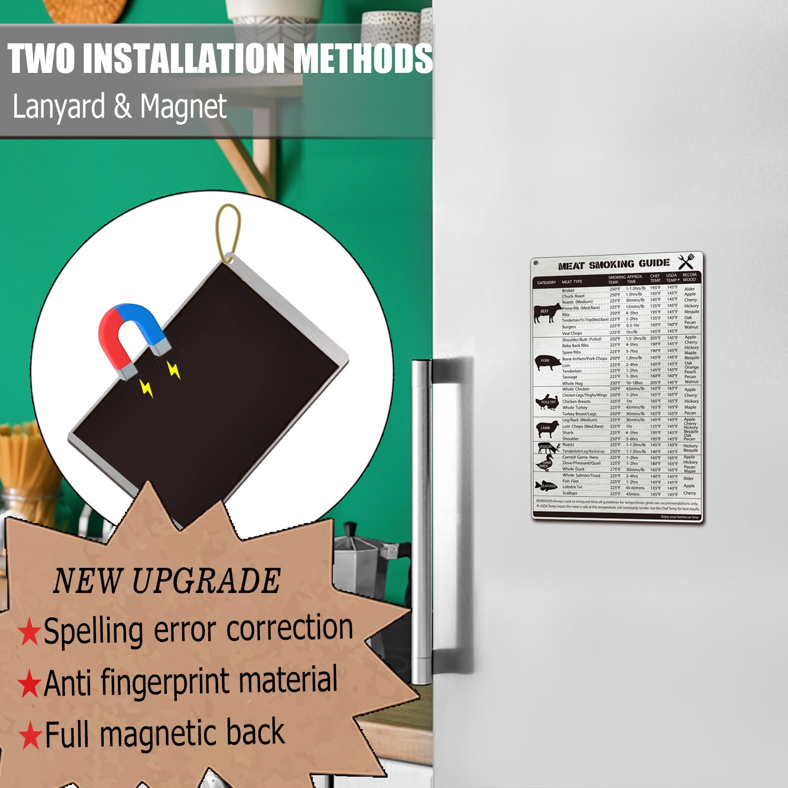 Durable Magrooyar stainless-steel meat chart designed for reliable smoking temps.