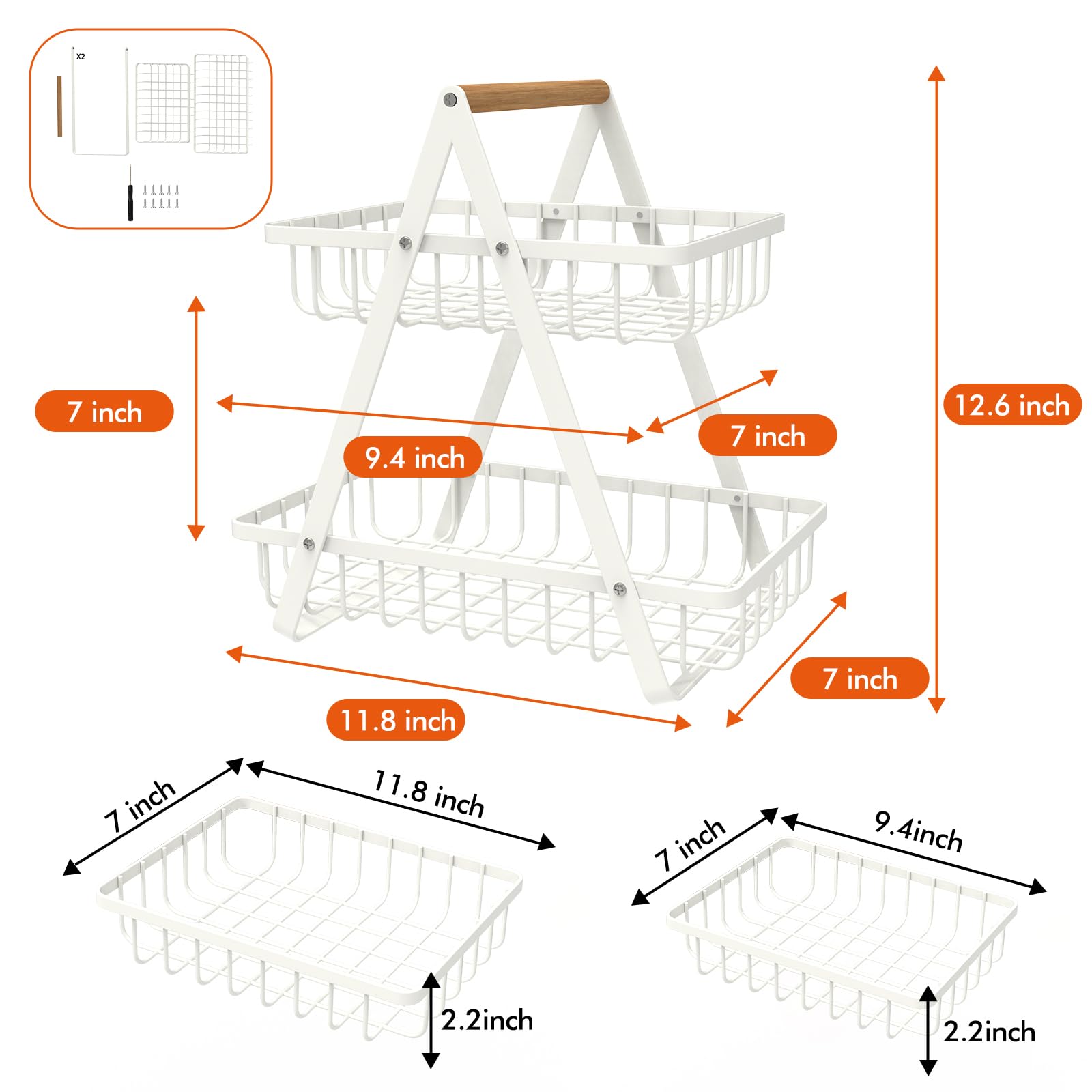 mahueeol 2-tier fruit basket on dining table for fruit and bread storage