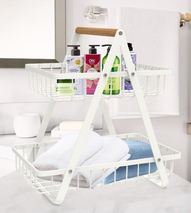 mahueeol 2-tier fruit basket full of fruit for ready-snack display