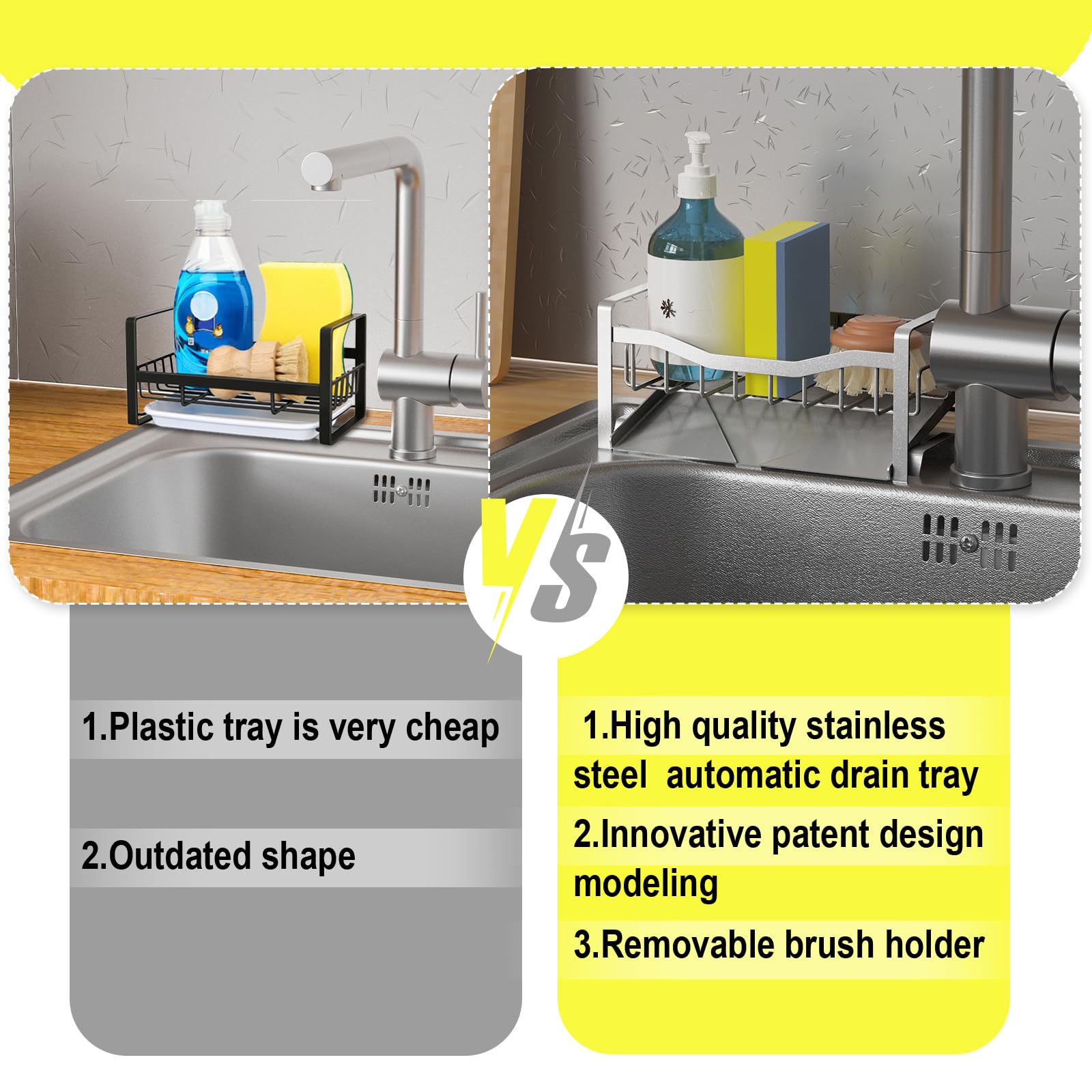 Maifan anti-slip base anchors the caddy securely on the counter.