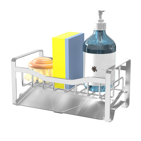 Maifan multipurpose countertop organizer stores sponges, soap, and detritus near sink.