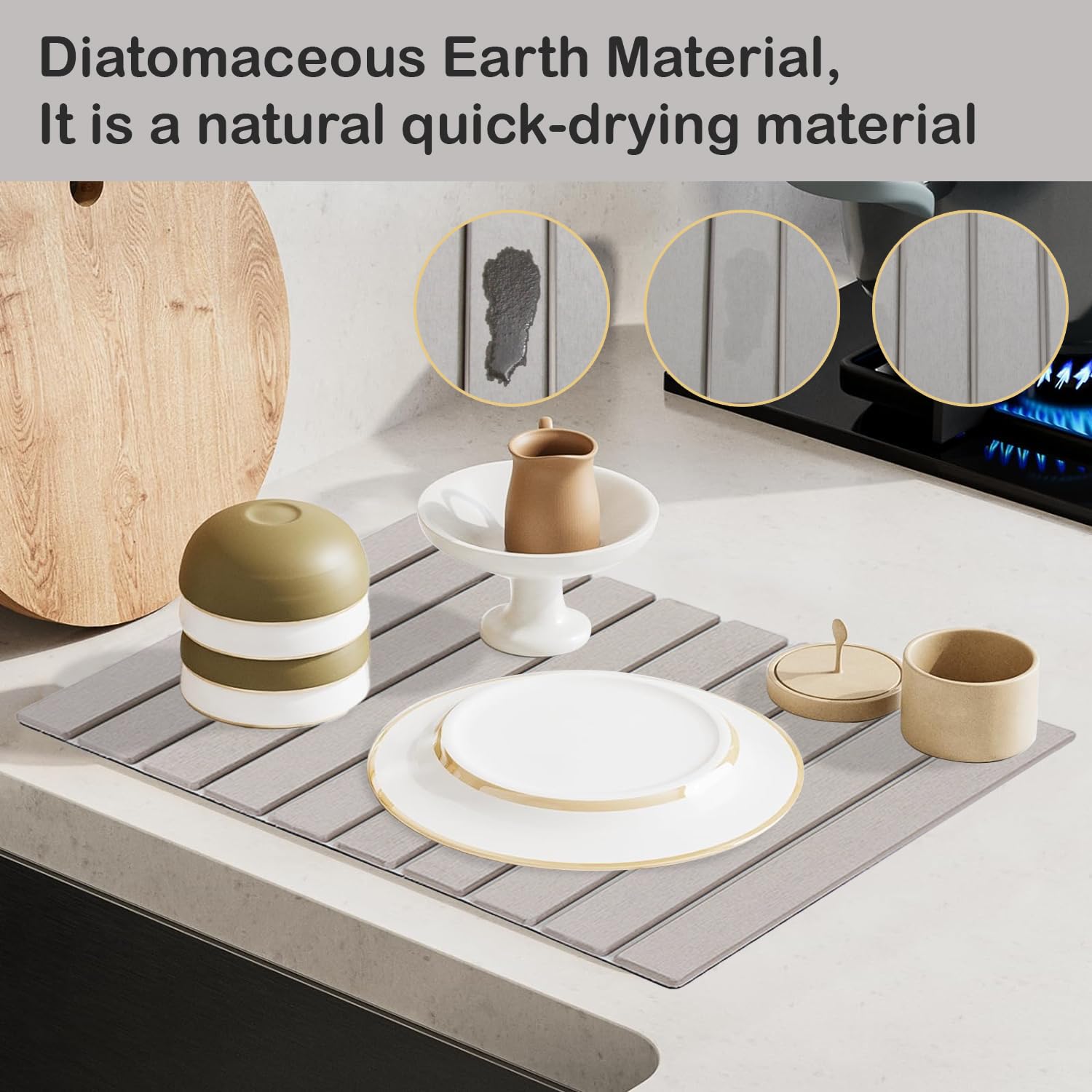 Maigandamai natural diatomaceous earth texture offers gentle, efficient drying.