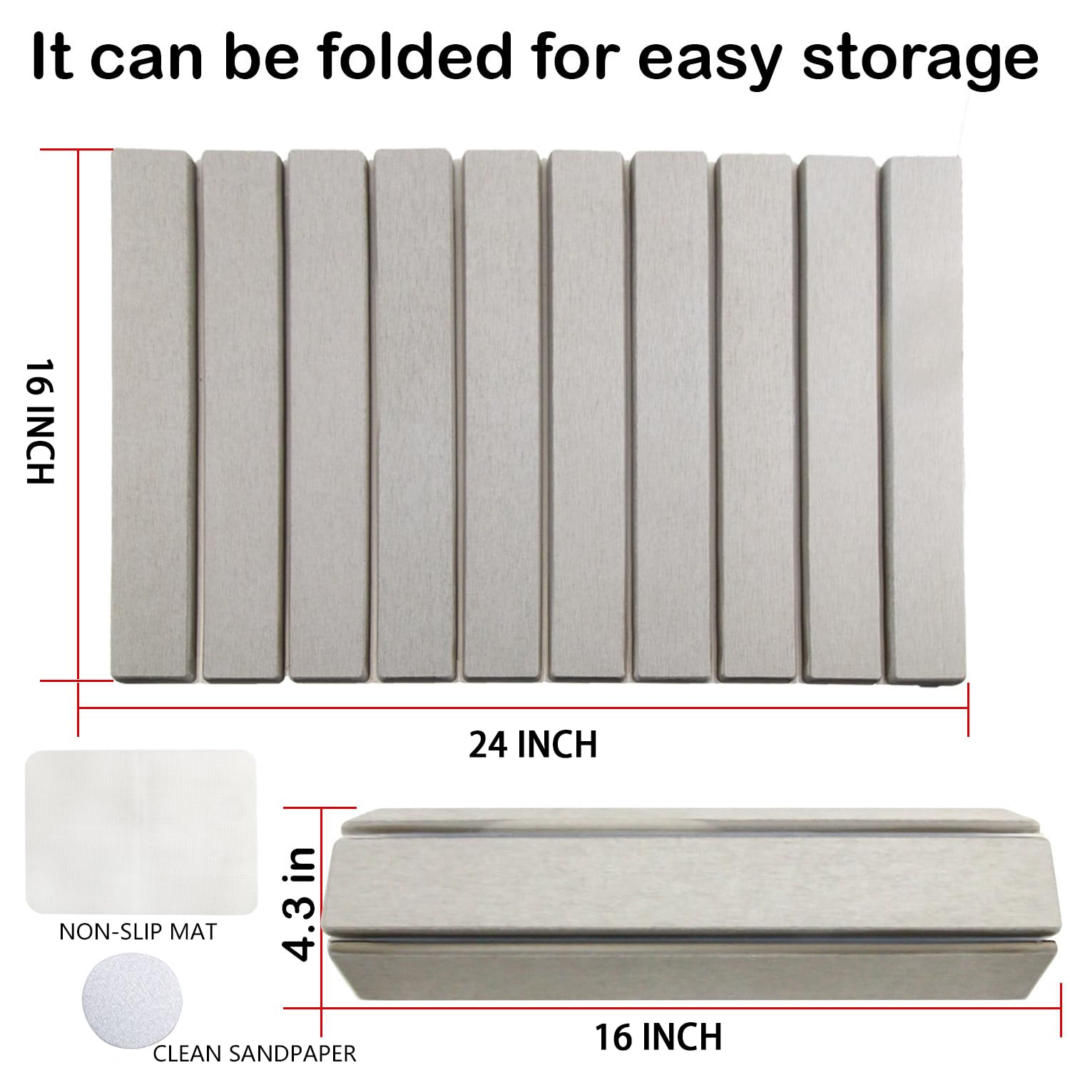 Maigandamai drying mat folded for compact storage, ideal for small kitchens and dorm rooms.