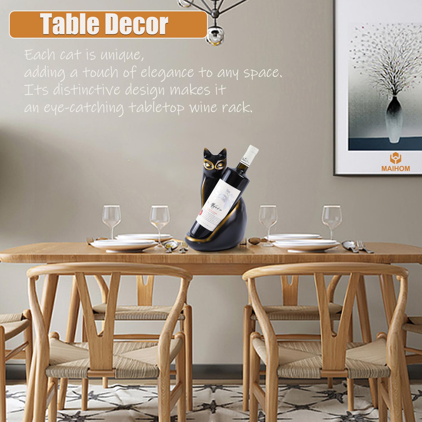MAIHOM cat wine bottle holder in bar counter scene, enhances home entertaining