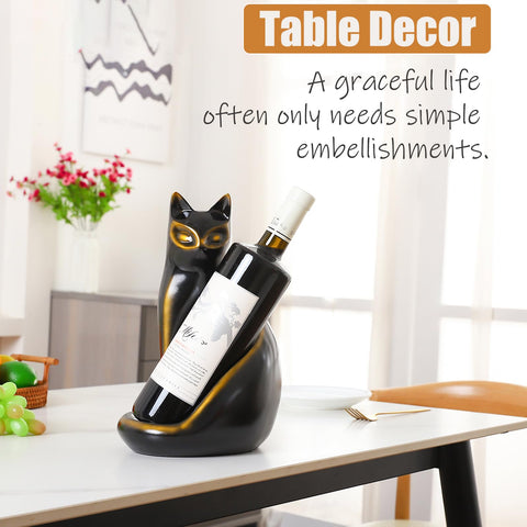 MAIHOM cat wine bottle holder side view, compact stylish rack