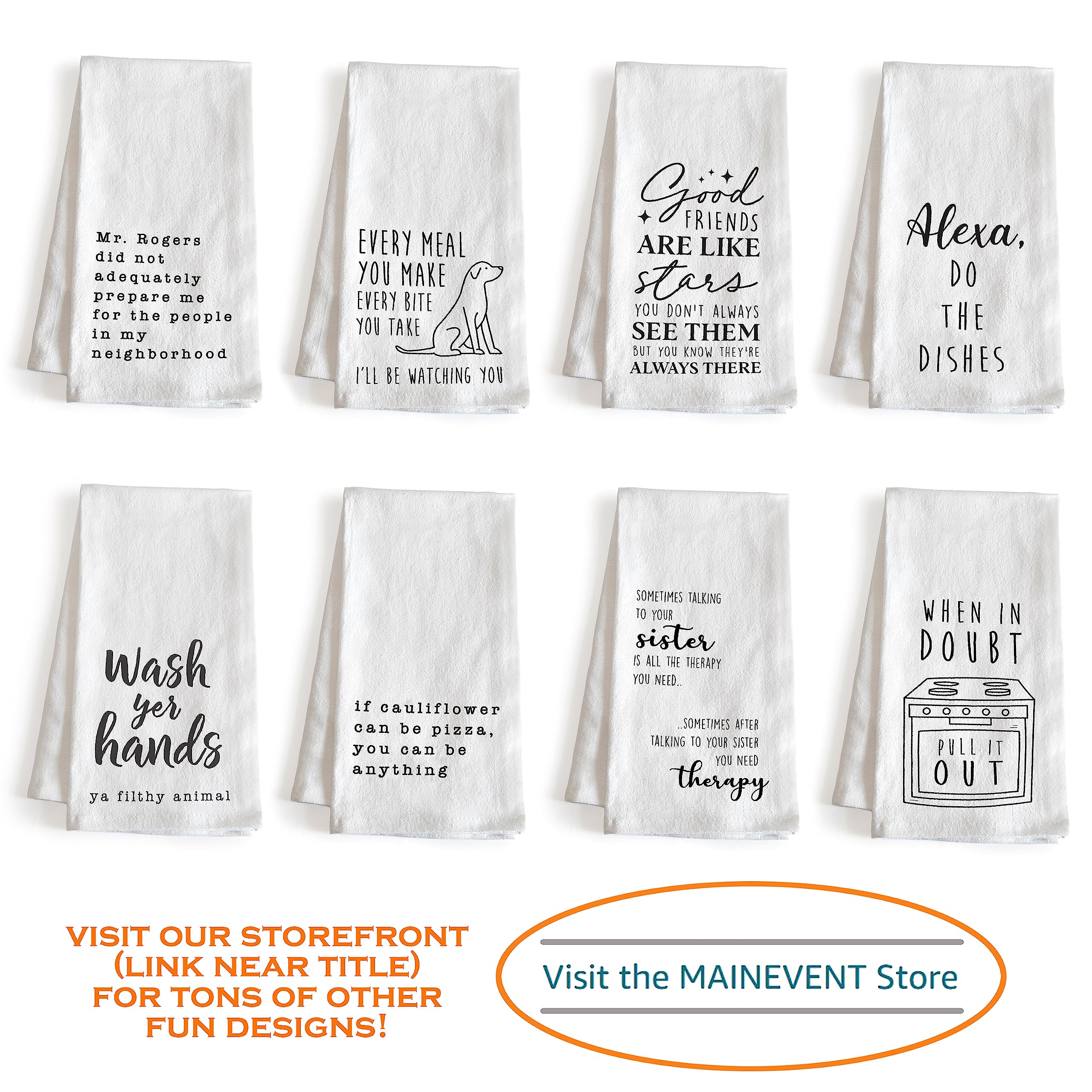 MAINEVENT 100% cotton towel, soft absorbent, durable print for everyday cooking.