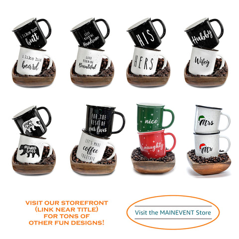 MAINEVENT campfire-friendly coffee mug for hot or cold drinks