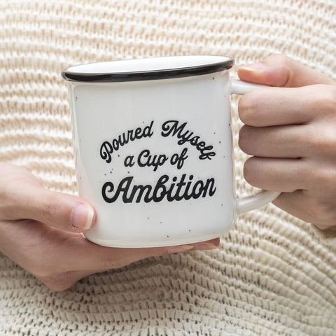 MAINEVENT desk companion ambition mug shown on a work desk