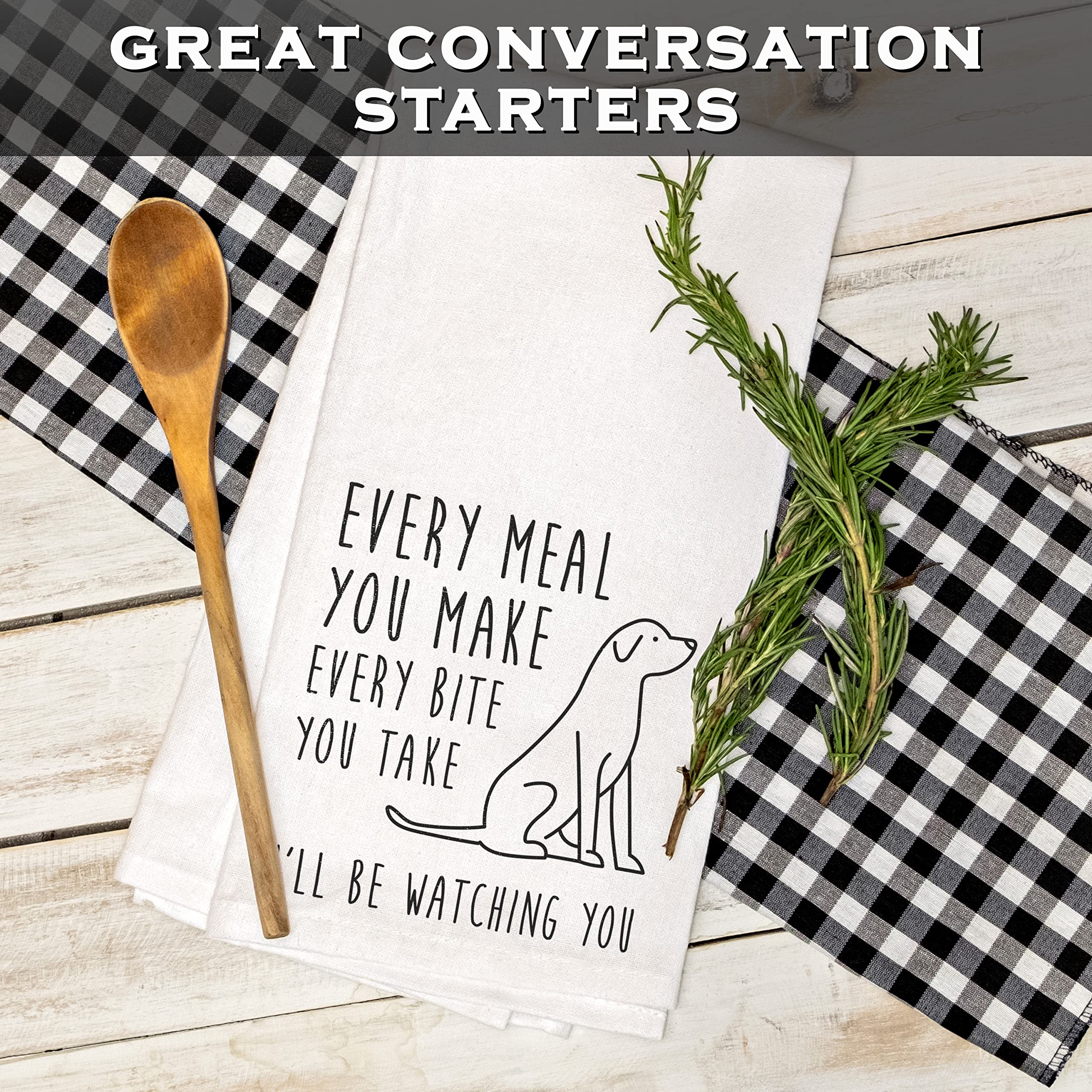 MAINEVENT kitchen towel with humorous saying, ideal for wiping and entertaining guests.