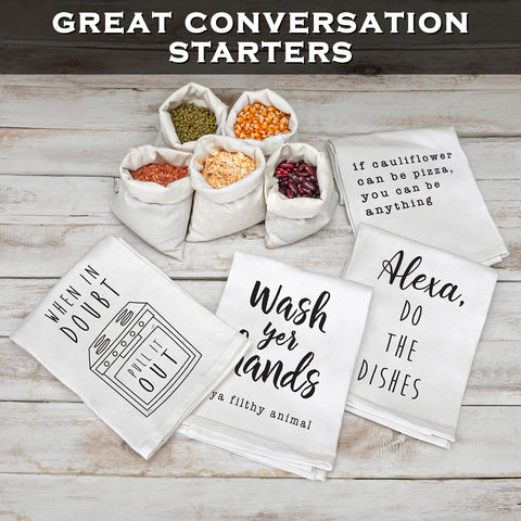 MAINEVENT dish towel with saying adds humor while drying dishes and wiping hands