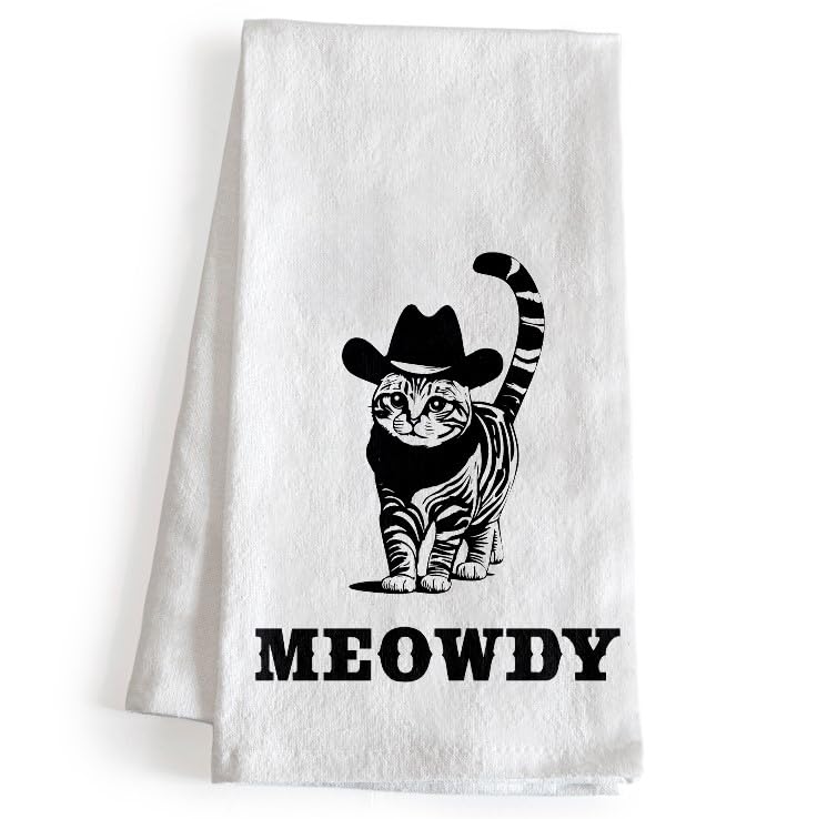 MAINEVENT Meowdy cat-design kitchen towel for cat lovers