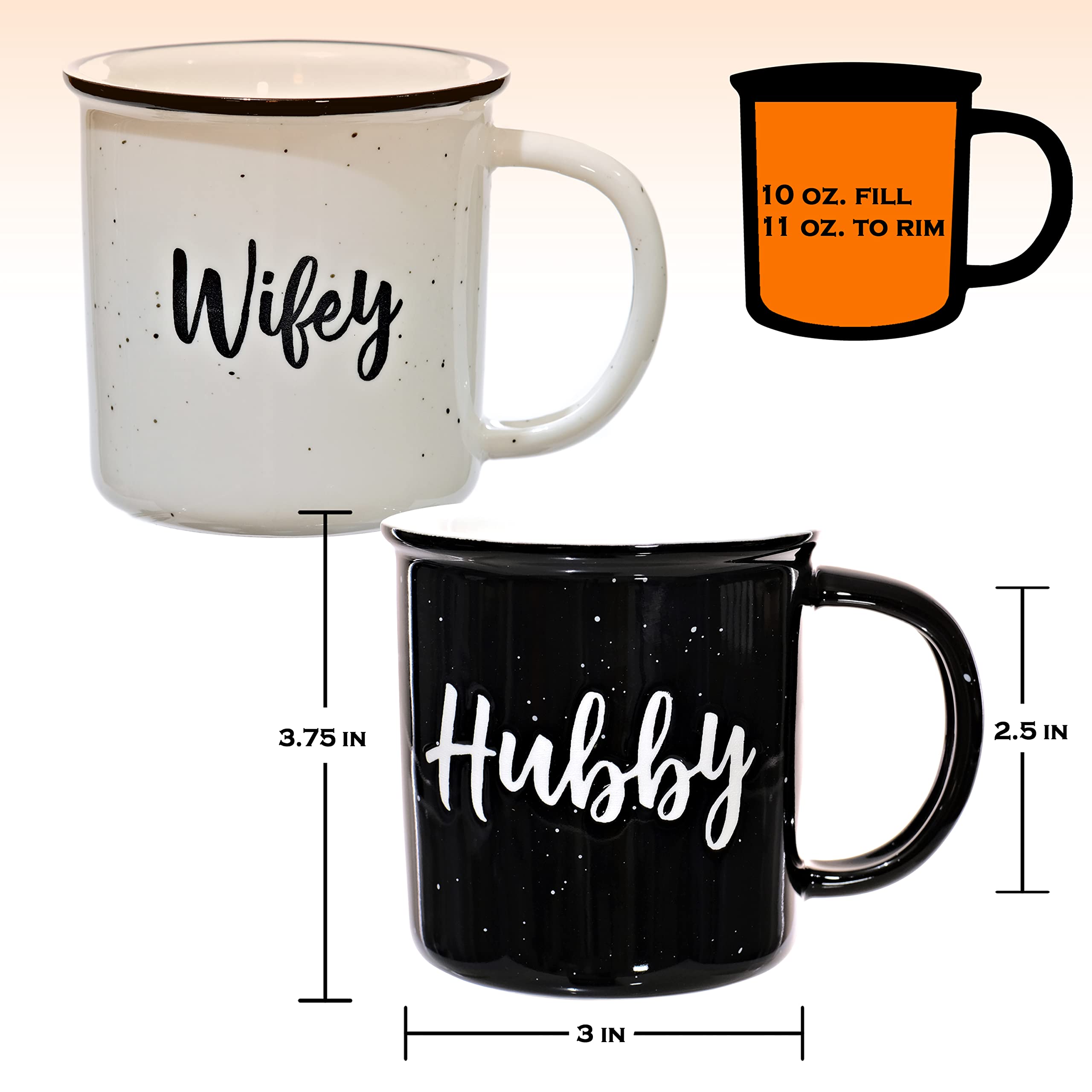 MAINEVENT wifey hubby mug set close-up text, durable fade-resistant design